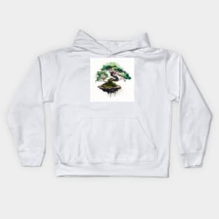 Watercolor Green Bonsai Tree Kids Hoodie